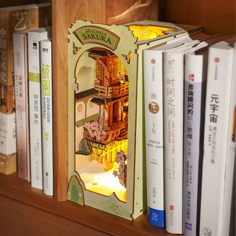 Book Nook Falling Sakura - Book Nook Studio